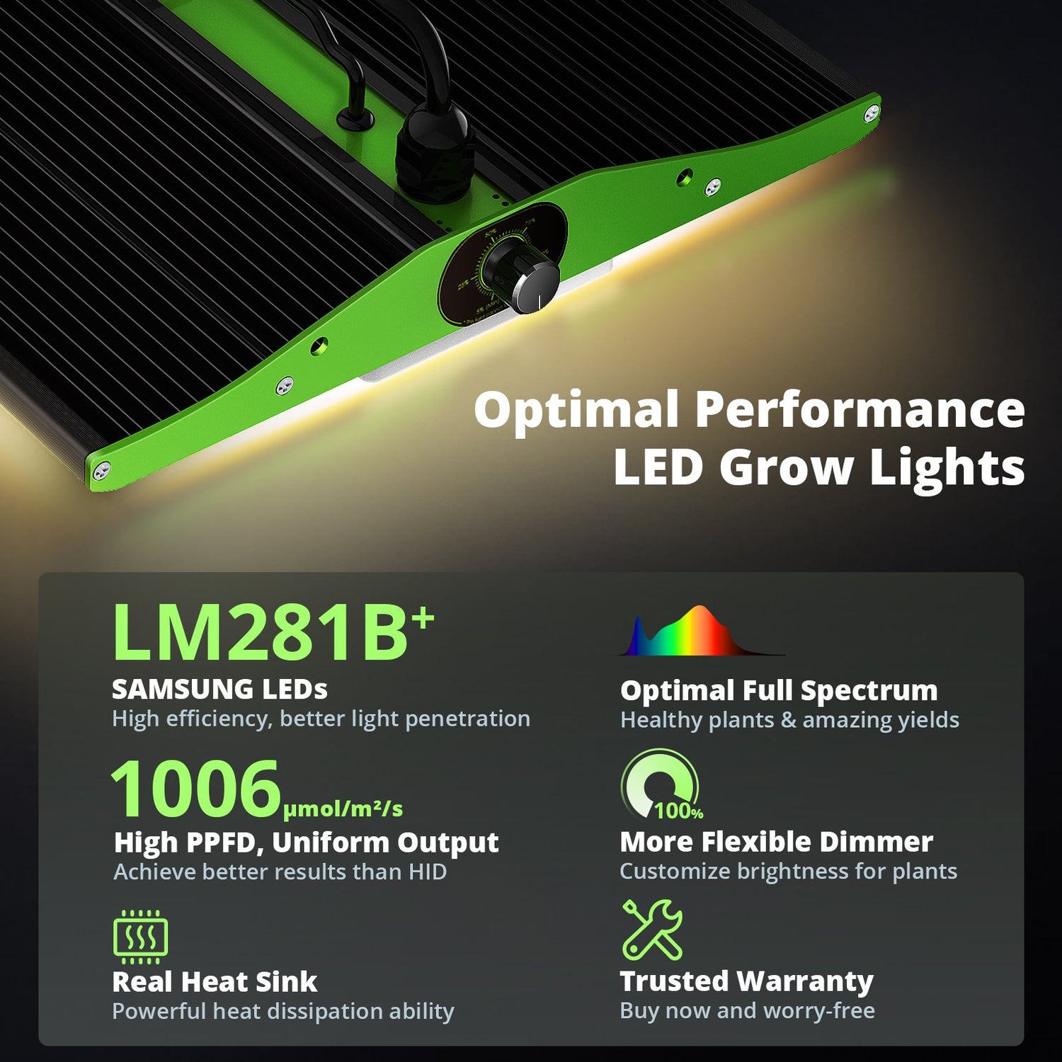 ViparSpectra® P1000 100W Infrared Full Spectrum LED Grow Light